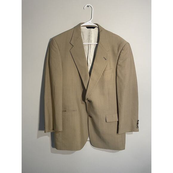 Burberry USA Blazer Suit Jacket Beige Adult 2 Button Size 42R New Pure Wool - Picture 1 of 14